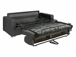 Vente-unique Sofá De Piel|Sofá 3 plazas convertible rápido de cuero vintage caramelo 140 cm colchón 14 cm CALITO