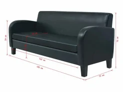 Clicnbuy Sofá 3 plazas cuero artificial Negro Best