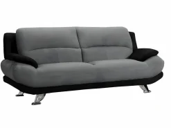 Sofá 3+2 plazas de microfibra bicolor gris y negro MUSKO^Vente-unique New