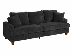 DripeX Sofá 3 Plazas de Pana, con 2 Cojines, asientos extra profundos de 53cm, 220x76x84cm, Negro