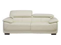 Vente-unique Sofá 3+2 plazas de piel de becerro blanco MACELO Marfil Discount