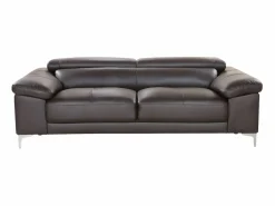 LINEA SOFA Sofá De Piel|Sofá 3 plazas de piel de becerro en color marrón SOLANGE