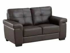 Vente-unique Sofá 3+1 plazas de piel de becerro en marrón HAZEL Marru00f3n chocolate Hot