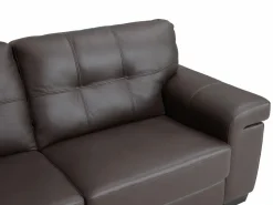 Vente-unique Sofá 3+1 plazas de piel de becerro en marrón HAZEL Marru00f3n chocolate Hot