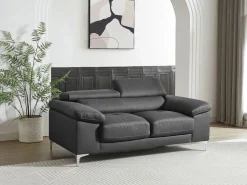 LINEA SOFA Sofá - 2 Plazas|Sofá De Piel|Sofá 2 plazas de piel de becerro color antracita SOLANGE