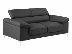 LINEA SOFA Sofá - 2 Plazas|Sofá De Piel|Sofá 2 plazas de piel de becerro color antracita SOLANGE