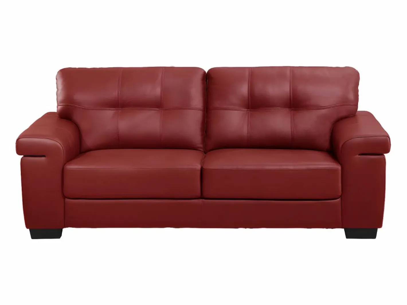 Vente-unique Sofá 3+2 plazas de piel de becerro en color HAZEL Rojo Hot
