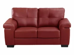 Vente-unique Sofá 3+2 plazas de piel de becerro en color HAZEL Rojo Hot