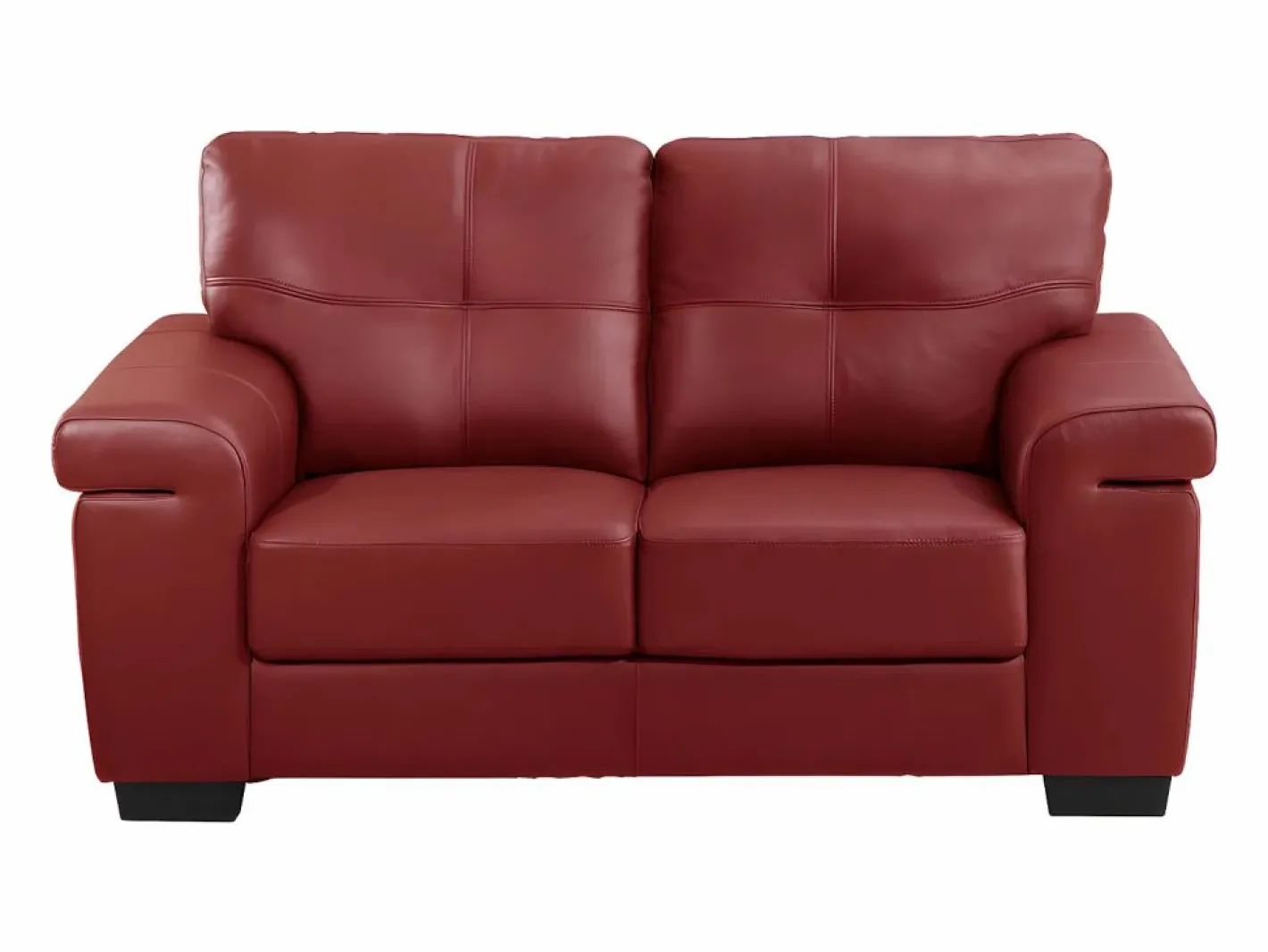 Vente-unique Sofá 3+2 plazas de piel de becerro en color HAZEL Rojo Hot