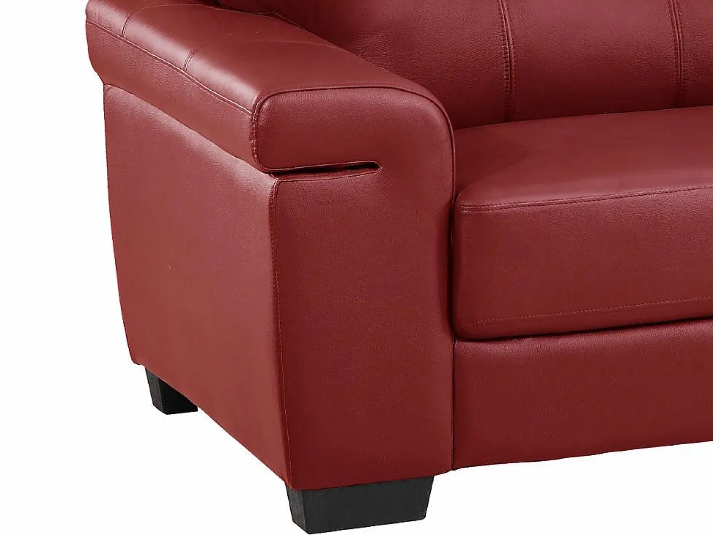 Vente-unique Sofá 3+2 plazas de piel de becerro en color HAZEL Rojo Hot