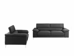 LINEA SOFA Conjunto Sofás|Sofá 3+2 plazas de piel de becerro en color negro SOLANGE