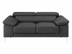 LINEA SOFA Conjunto Sofás|Sofá 3+2 plazas de piel de becerro en color negro SOLANGE