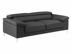 LINEA SOFA Conjunto Sofás|Sofá 3+2 plazas de piel de becerro en color negro SOLANGE