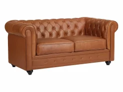 Sofá 2 plazas de piel de vaca color CHESTERFIELD^Vente-unique Hot