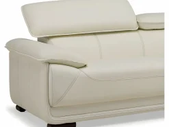 Vente-unique Sofá 3 plazas de piel en color blanco MACELO Marfil Discount