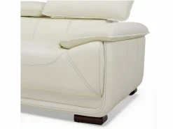 Vente-unique Sofá 3 plazas de piel en color blanco MACELO Marfil Discount