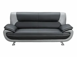 Sofá 3 plazas de piel sintetica bicolor negro/gris NIGEL^Vente-unique Sale