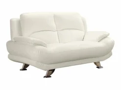 Vente-unique Conjunto Sofás|Sofá 3+2 plazas de piel sintética en color blanco MUSKO