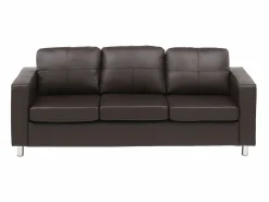 Vente-unique Sofá 3 plazas de piel sintética color marrón ACKLEY Marru00f3n chocolate Clearance