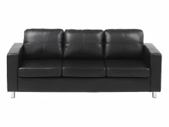Vente-unique Sofá 3 plazas de piel sintética color ACKLEY Negro Online