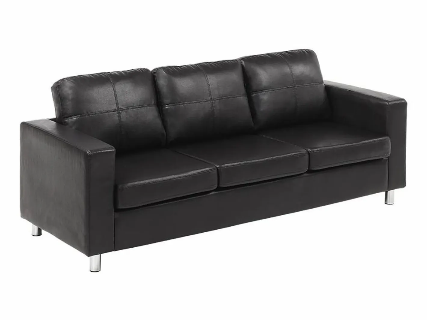 Vente-unique Sofá 3 plazas de piel sintética color ACKLEY Negro Online