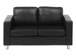 Vente-unique Sofá 2 plazas de piel sintética color ACKLEY Negro Outlet