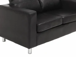 Vente-unique Sofá 2 plazas de piel sintética color ACKLEY Negro Outlet