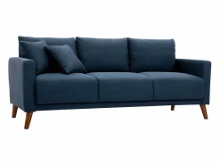 Miliboo Sofá 3-4 plazas de tejido oscuro y madera oscura MUNIK Azul New