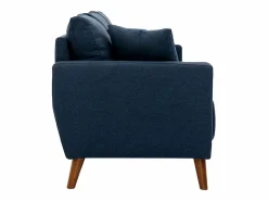 Miliboo Sofá 3-4 plazas de tejido oscuro y madera oscura MUNIK Azul New