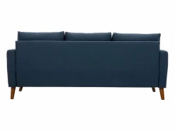 Miliboo Sofá 3-4 plazas de tejido oscuro y madera oscura MUNIK Azul New
