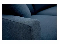 Miliboo Sofá 3-4 plazas de tejido oscuro y madera oscura MUNIK Azul New