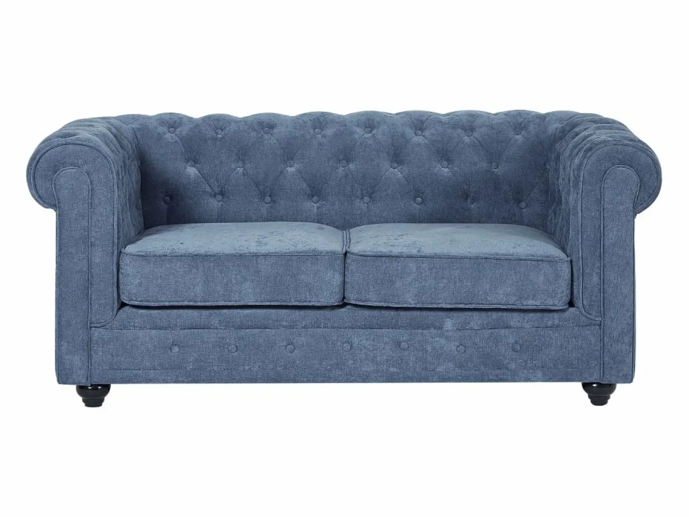 Vente-unique Sofá 2 plazas de tela color CHESTERFIELD Azul