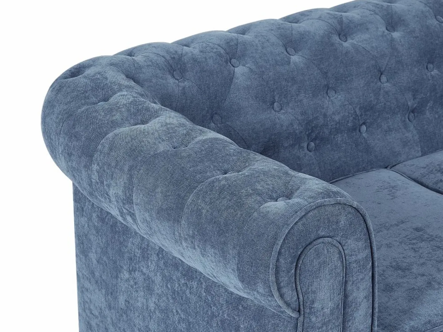 Vente-unique Sofá 2 plazas de tela color CHESTERFIELD Azul