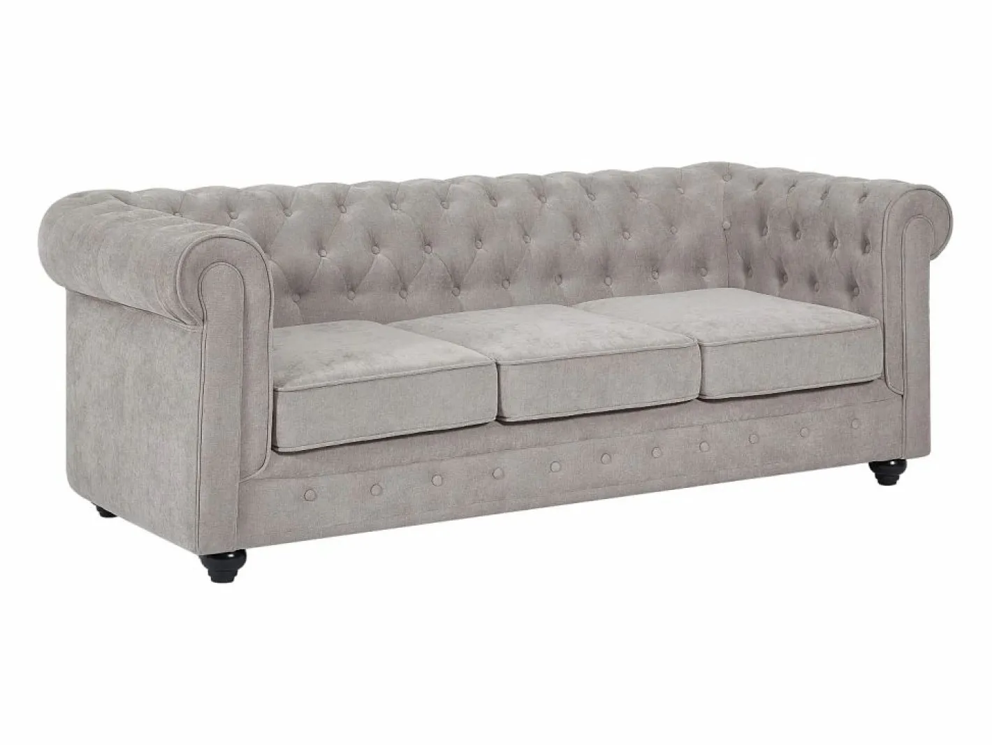 Vente-unique Sofá 3 plazas de tela color CHESTERFIELD Gris Discount