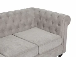 Vente-unique Sofá 3 plazas de tela color CHESTERFIELD Gris Discount