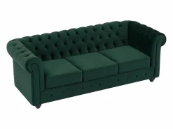 Sofá 3 plazas de tela de terciopelo CHESTERFIELD^Vente-unique New