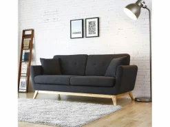 Sofá 3 plazas de tela + 2 cojines HOGA^Concept-Usine Discount