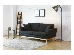 Sofá 3 plazas de tela + 2 cojines HOGA^Concept-Usine Discount