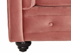 Vente-unique Sofá 3 plazas de terciopelo color rosa polvo CHESTERFIELD Rosa palo New