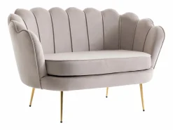 Vente-unique Sofá 2 plazas de terciopelo color con forma de concha DANDELION Topo Online