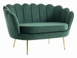 Vente-unique Sofá 2 plazas de terciopelo con forma de concha DANDELION Verde pino