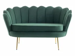 Vente-unique Sofá 2 plazas de terciopelo con forma de concha DANDELION Verde pino