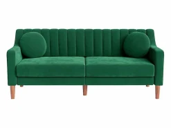 Sofá 3 plazas de terciopelo - patas de madera maciza 19cm - con 2 cojines - 206x74x83cm -^DripeX Clearance