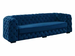Vente-unique Sofá 3 plazas de terciopelo azul noche chesterfield STANLEY Azul oscuro Best