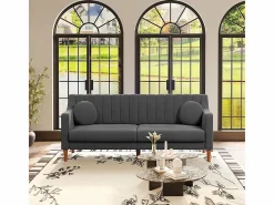 DripeX Sofá Escandinavo|Sofás Club|Sofá 3 plazas de terciopelo - patas de madera maciza 19cm - con 2 cojines - 206x74x83cm -