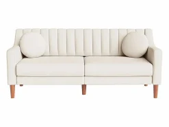 DripeX Sofá 3 plazas de terciopelo - patas de madera maciza 19cm - con 2 cojines - 206x74x83cm - Beige Online