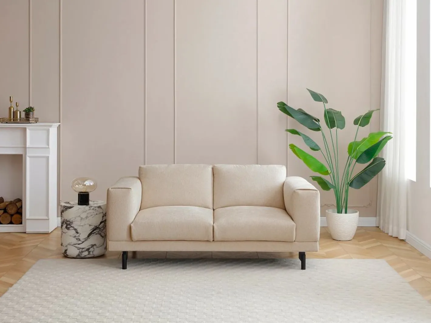 Vente-unique Sofá 2 plazas en chenilla color DEMBOLA Beige Online