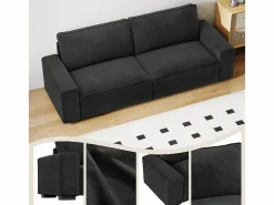 Sofá 3 plazas en chenille - con grandes brazos - 55cm asiento profundo - 220 x 83 x 88 cm^DripeX New
