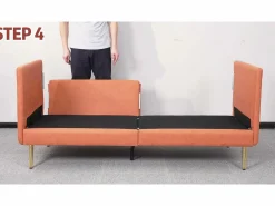 DripeX Sofá 2/3 plazas en imitación de piel, con 56 cm de profundidad y cómoda cojines de asiento, 185x76x90 cm, Naranja Hot