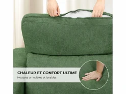 DripeX Sofá 3 plazas en tejido chenille - con 3 cojines - funda desmontable lavable - 220x81x88cm Verde Best
